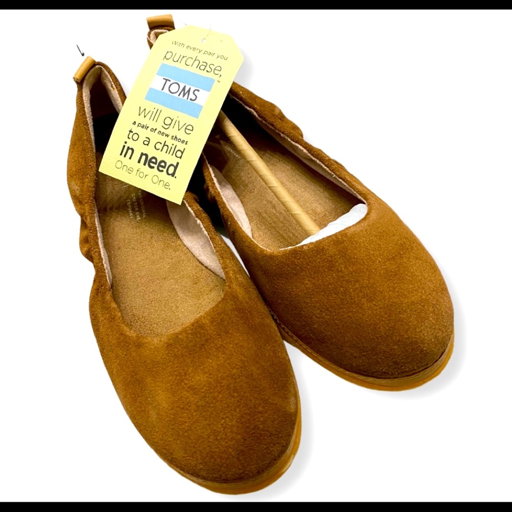 TOMS Olivia Ballet Flat Dark Amber Suede
